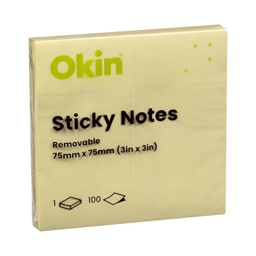 Okin Sticky Notes 75mm x 75mm Yellow ISAN03Y_1