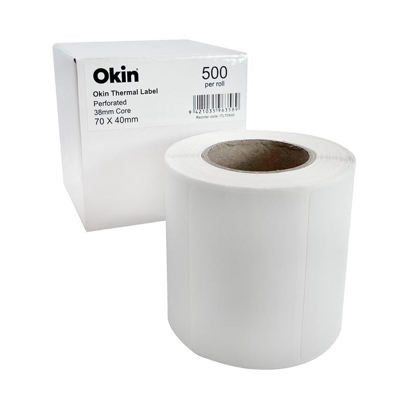 Okin Thermal Label 70x40mm 500 Labels ITL70X40_1