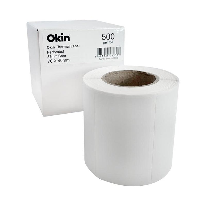 Okin Thermal Label 70x40mm 500 Labels ITL70X40_1