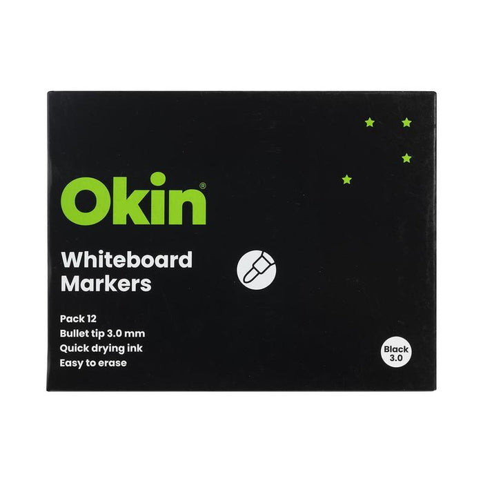 Okin Whiteboard Marker Bullet Tip Black IWMBLK_3