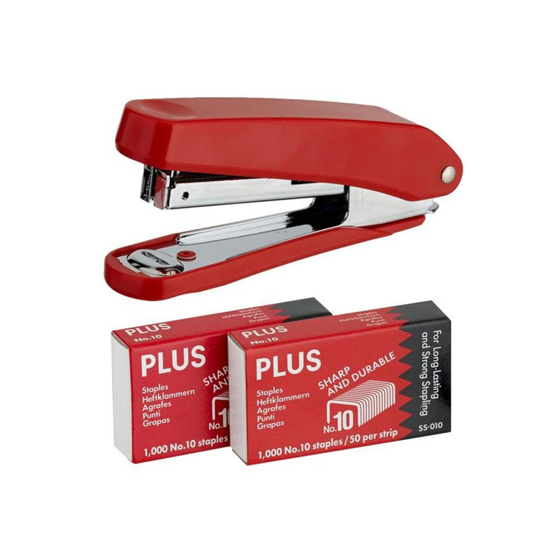 Plus Stapler with 2000 Staples, Model PS10E, Red_1