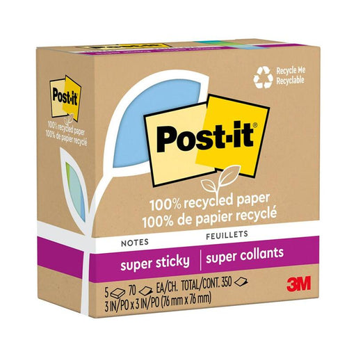 Post-it 100 Rec Super Sticky Notes 654R-5SST 76x76mm Oasis, Pack of 5 10973_1