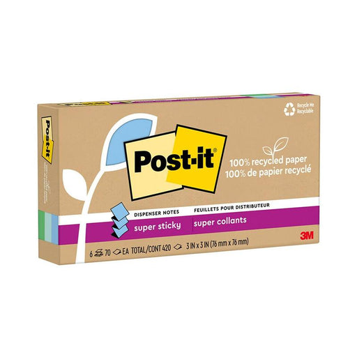 Post-it 100 Rec Super Sticky Pop Up Notes R330R-6SST 76x76mm Oasis, Pack of 6 10975_1