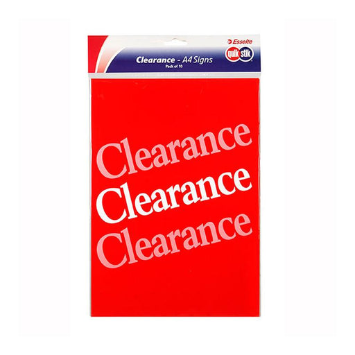Quikstik Sign A4 Clearance Pk10 48278_1
