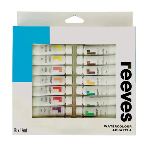 Reeves 12ml Watercolour Paints Set of 18, Vibrant Colours_1