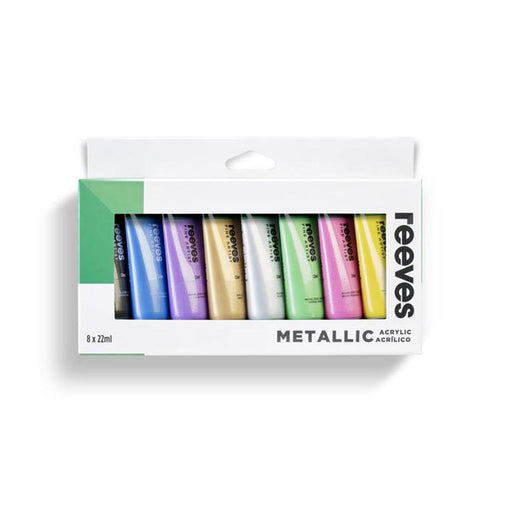 Reeves 22ml Acrylic Metallic Paints Set of 8 - Pearlized Colors_1
