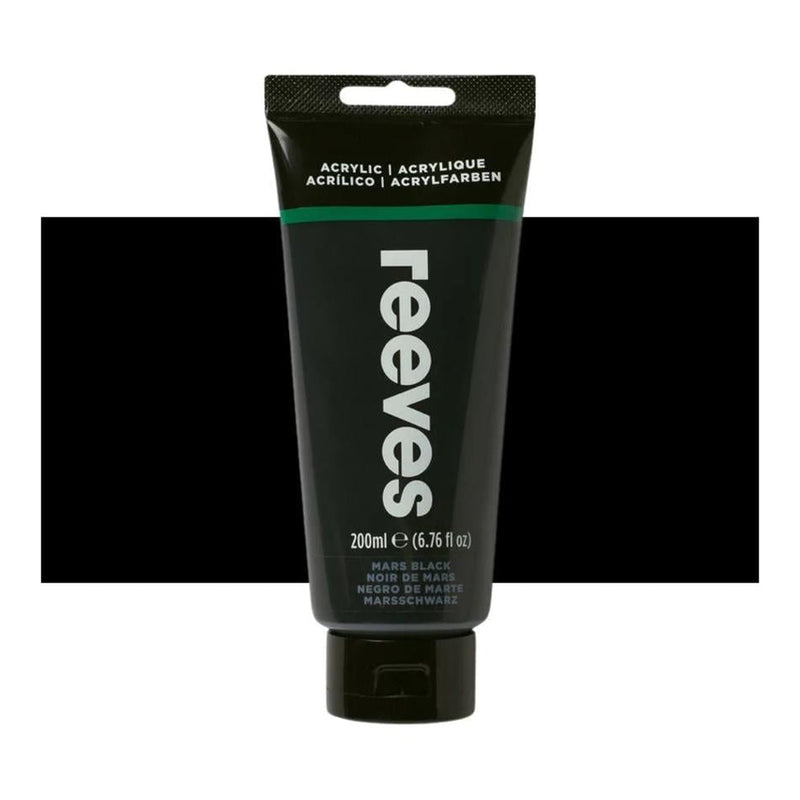 Reeves Fine Artists' Acrylic Paints 200ml - Choose Your Colour MARS BLACK_1