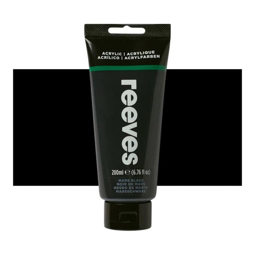 Reeves Fine Artists' Acrylic Paints 200ml - Choose Your Colour MARS BLACK_1