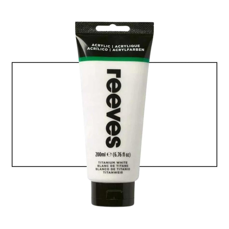 Reeves Fine Artists' Acrylic Paints 200ml - Choose Your Colour TITANIUM WHITE_1
