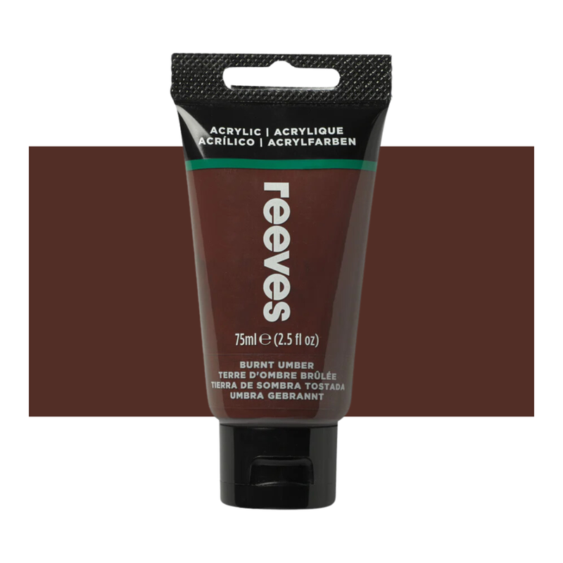 Reeves Fine Artists' Acrylic Paints 75ml - Choose Your Colour BURNT UMBER_1