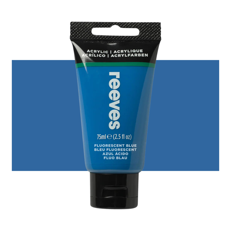 Reeves Fine Artists' Acrylic Paints 75ml - Choose Your Colour FLUORESCENT BLUE_1