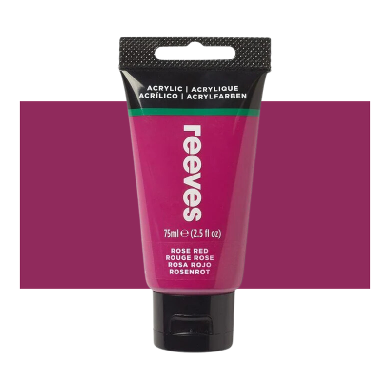 Reeves Fine Artists' Acrylic Paints 75ml - Choose Your Colour ROSE RED_1