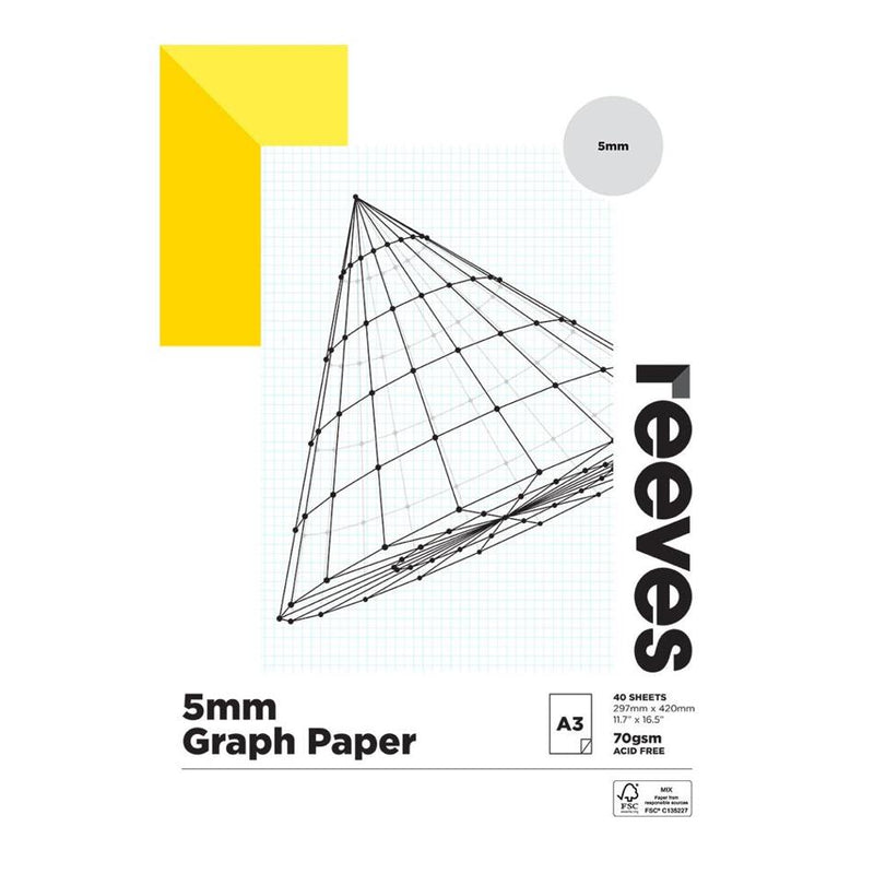 Reeves Graph 5mm 70gsm 40 Sheet Pads - Size A3, Acid Free_1