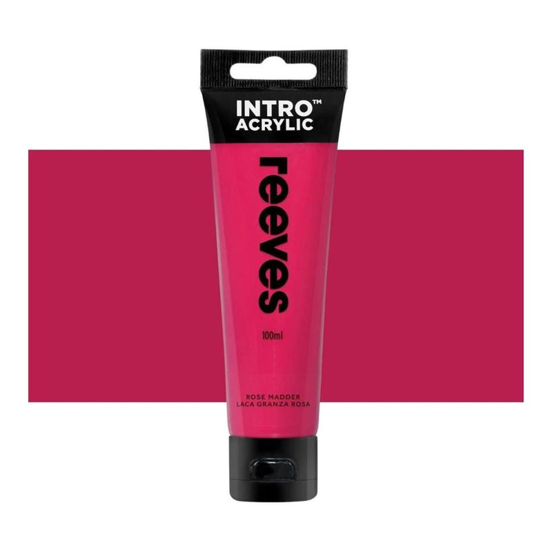 Reeves Intro Acrylic Paints 100ml - Choose Your Colour Rose Madder, Matte Finish_1