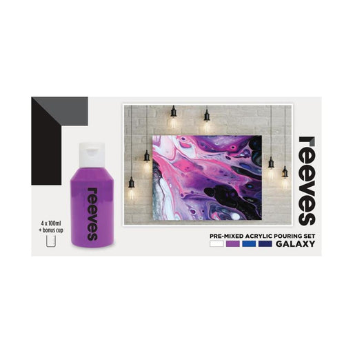 Reeves Pre Mixed Acrylic Pouring Paints Set of 4 Galaxy, 100ml Each_1