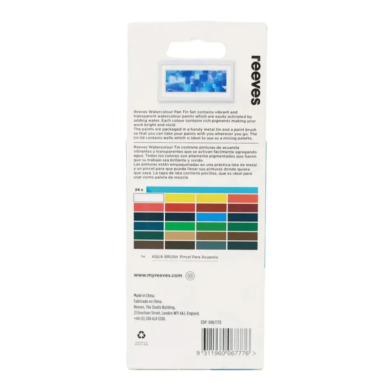 Reeves Watercolour Pan Paints Set of 24 with Aqua Brush_2