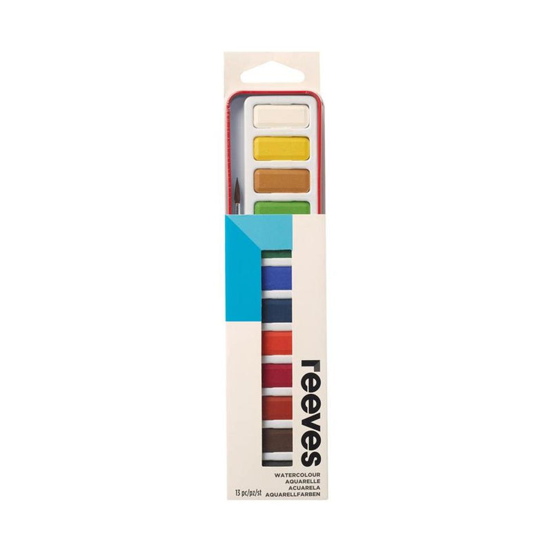 Reeves Watercolour Tablet Pan Paints Set of 12 with Brush_1