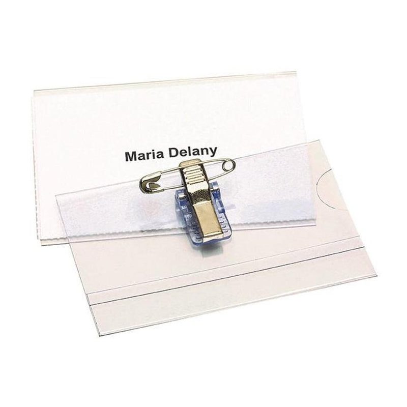 Rexel Name Badge Holder With Pin And Clip 86 x 56mm Box 50_1