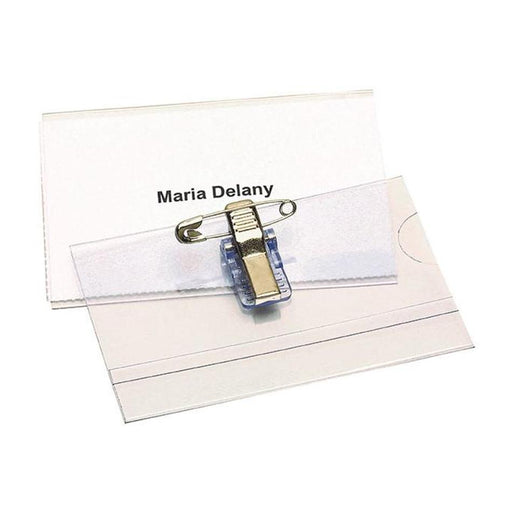 Rexel Name Badge Holder With Pin And Clip 86 x 56mm Box 50_1