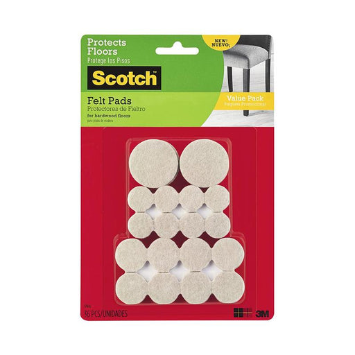Scotch Felt Pads SP842-NA-S Assorted Beige, Pack of 36 11257_1