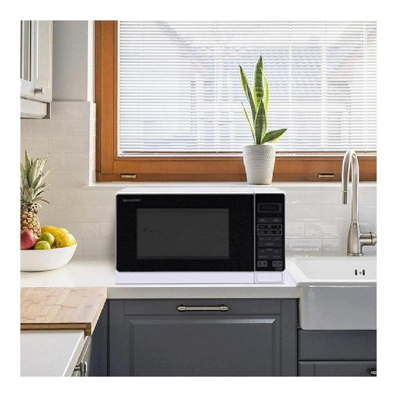 Sharp Compact Microwave - White - 750W - 20L, Glass Turntable_3