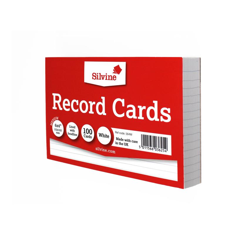 Silvine Record Cards 6x4 Ruled White 564W_4