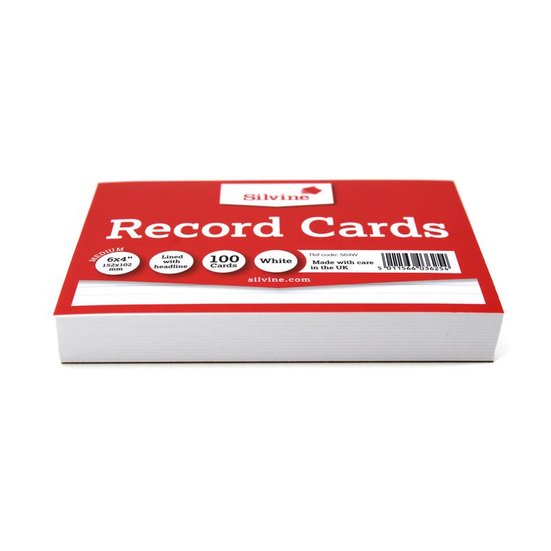Silvine Record Cards 6x4 Ruled White 564W_5