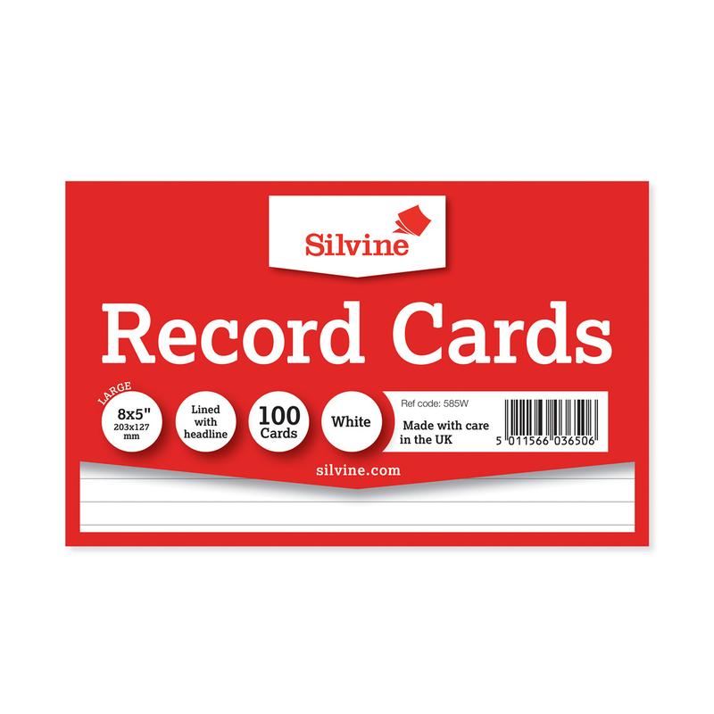 Silvine Record Cards 8x5 Ruled White 585W_1