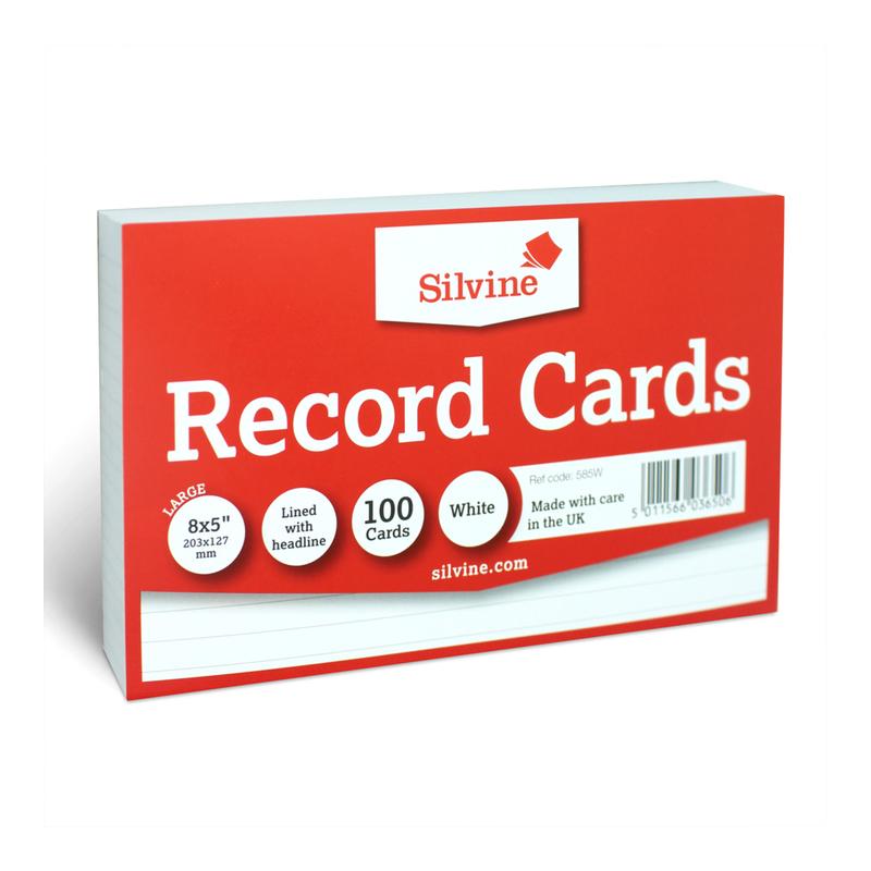 Silvine Record Cards 8x5 Ruled White 585W_2
