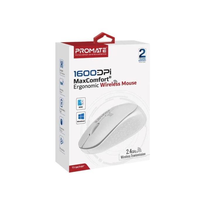 Promate Ergonomic Wireless Mouse 800/1200/1600 Dpi TRACKER.WH