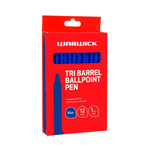 Warwick Pen Ballpoint Tri Barrel 1.0mm Medium Blue Box 12 2001837_1