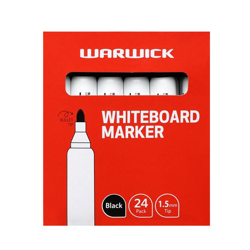 Warwick Whiteboard Marker Bullet Tip Black Pack 24 11577522_1