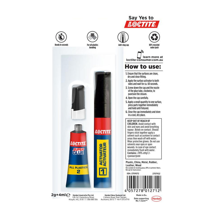 Acme Loctite Superglue 2-Part All Plastics 4ml/2g 2759072