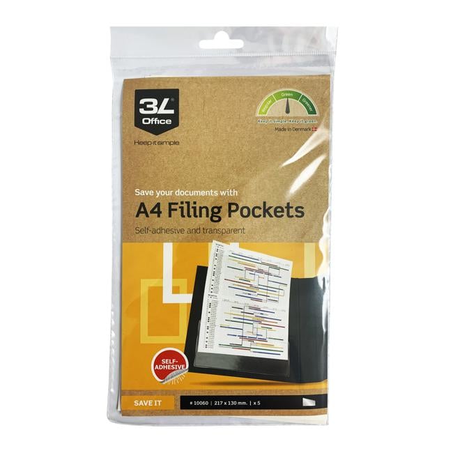 3L Filing Packets A4 217x130mm 5 Pack-Officecentre