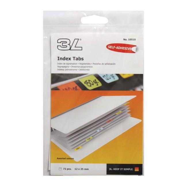 3L Index Tab 25mm Assorted 72 Pack-Officecentre