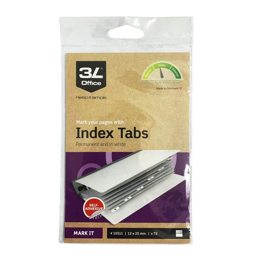 3L Index Tab 25mm White 72 Pack-Officecentre