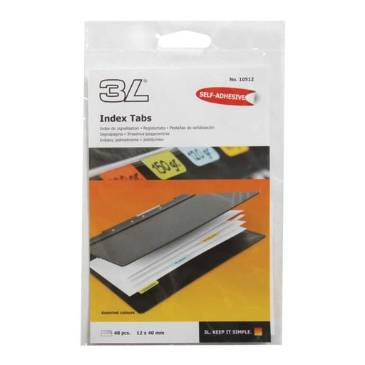 3L Index Tab 40mm Coloured 48 Pack-Officecentre