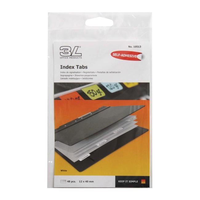 3L Index Tab 40mm White 48 Pack-Officecentre