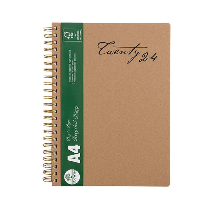 Cumberland 2024 Ecowise Diary A4 Day To A Page Kraft 41SECB24
