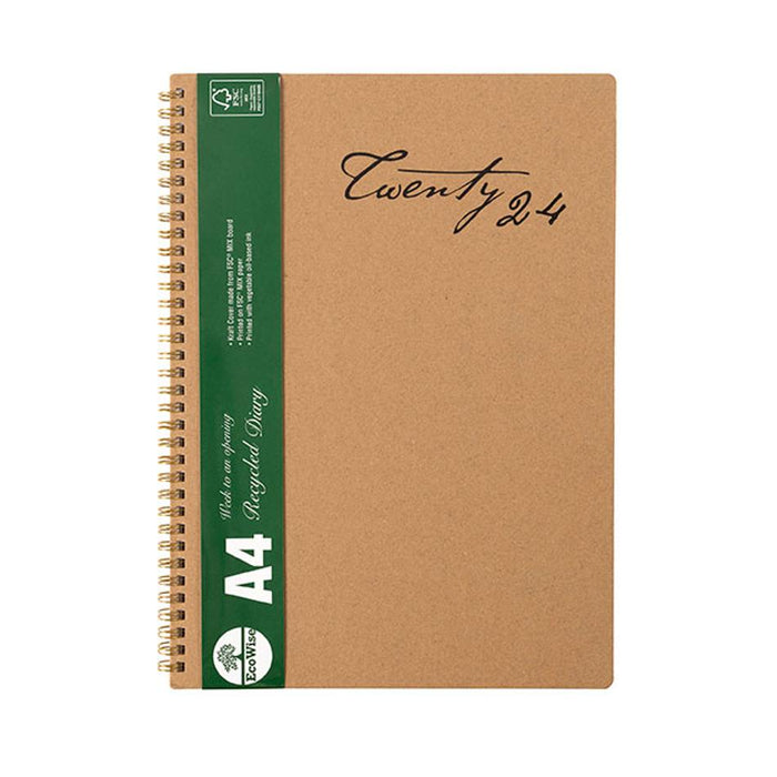 Cumberland 2024 Ecowise Diary A4 Week To View Kraft 47SECB24