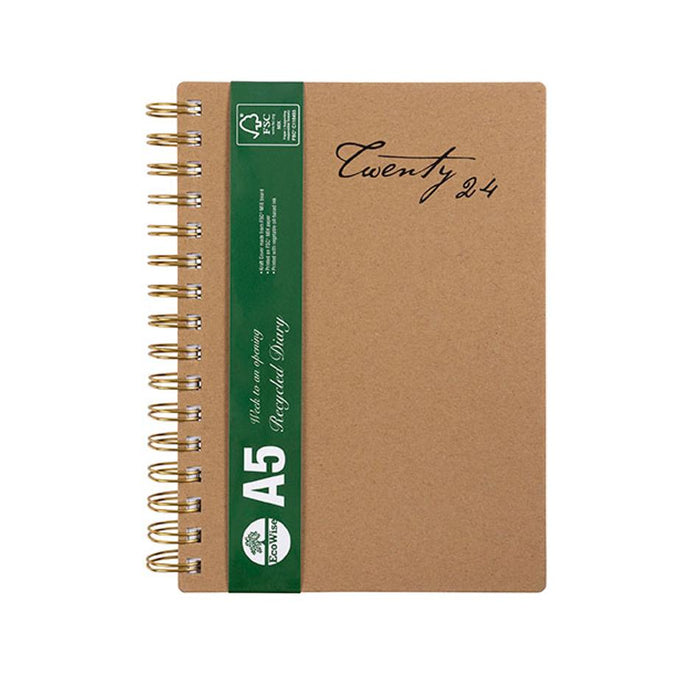 Cumberland 2024 Ecowise Diary A5 Week To View Kraft 57SECB24