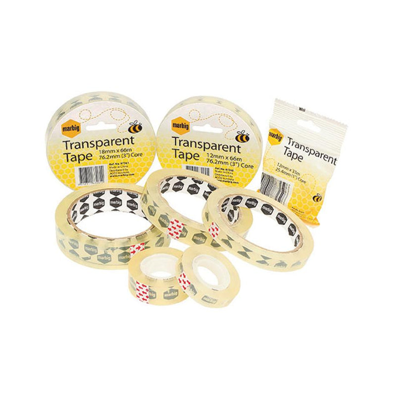 Marbig Tape Office 18Mmx33M(25.4Mm Core) Trans 18Mmx33M(25.4Mm Core)