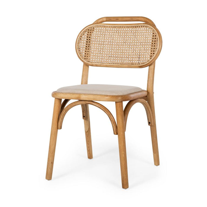Furniture By Design Mina Chair Natural Oak Rattan w/Fabric Seat