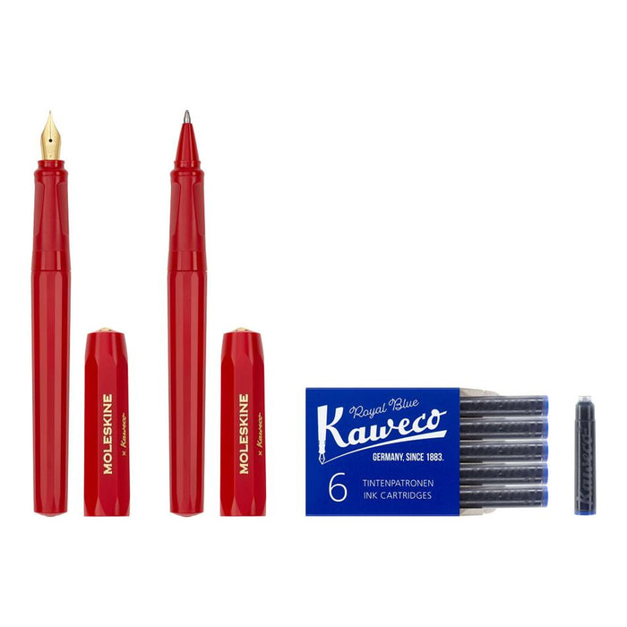 Moleskine Kaweco Ballpoint + Fountain Pen Set Red MKAWPENSETFRED