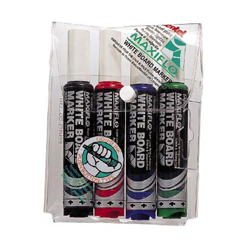 Pentel Maxiflo Whiteboard Marker Mwl6 Chisel 3.0-7.0Mm Assorted Wlt4
