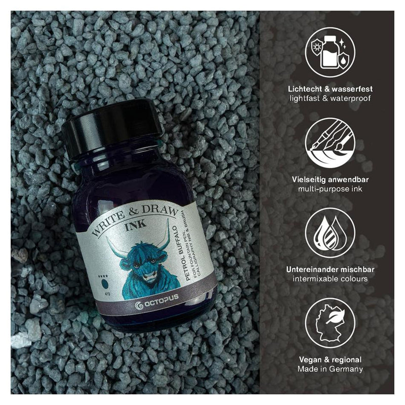 Octopus Fluids Write and Draw Ink 419 Petrol Buffalo 50ml OCTOWD419