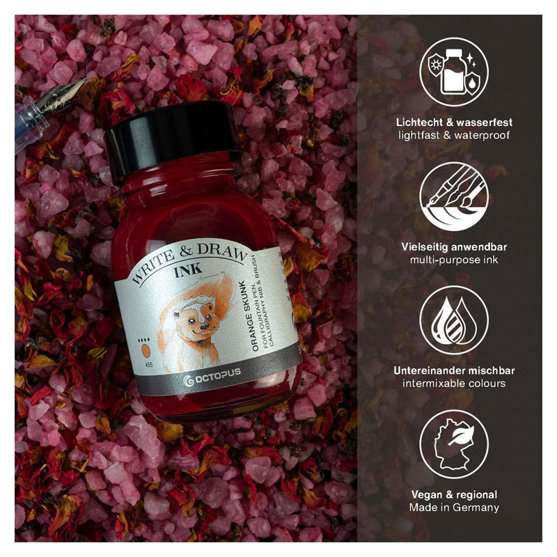 Octopus Fluids Write and Draw Ink 455 Orange Skunk 50ml OCTOWD455