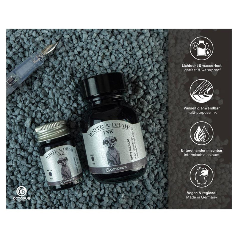 Octopus Fluids Write and Draw Ink 465 Grey Merkat 50ml OCTOWD465