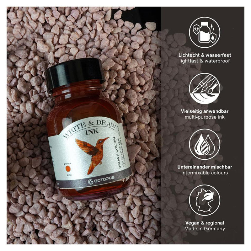 Octopus Fluids Write and Draw Ink 480 Brown Colibri 50ml OCTOWD480
