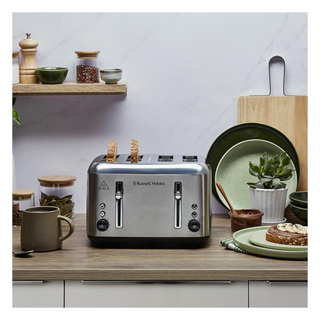Russell Hobbs Addison 4 Slice Toaster - Brushed Stainless Steel RHT514BRU...